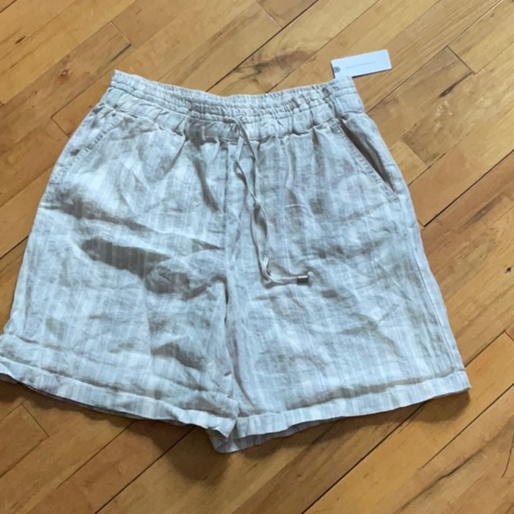 ANTHROPOLOGIE Beachy Linen Short Striped Pull on Drawstring - Picture 9 of 12